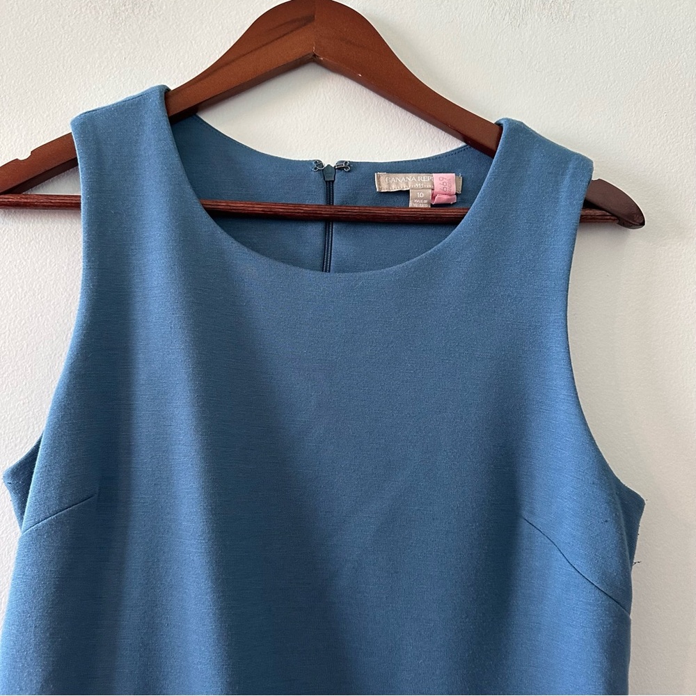Banana Republic blue & black leather colorblock business shift dress - Picture 6 of 8